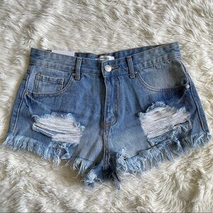 NWT New Forever 21 Shorts High Waist Distressed Denim Cut Off Jean Festival 27